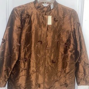 Laura Ashley Petite Brown Satin Light Weight Jacket Petite Small